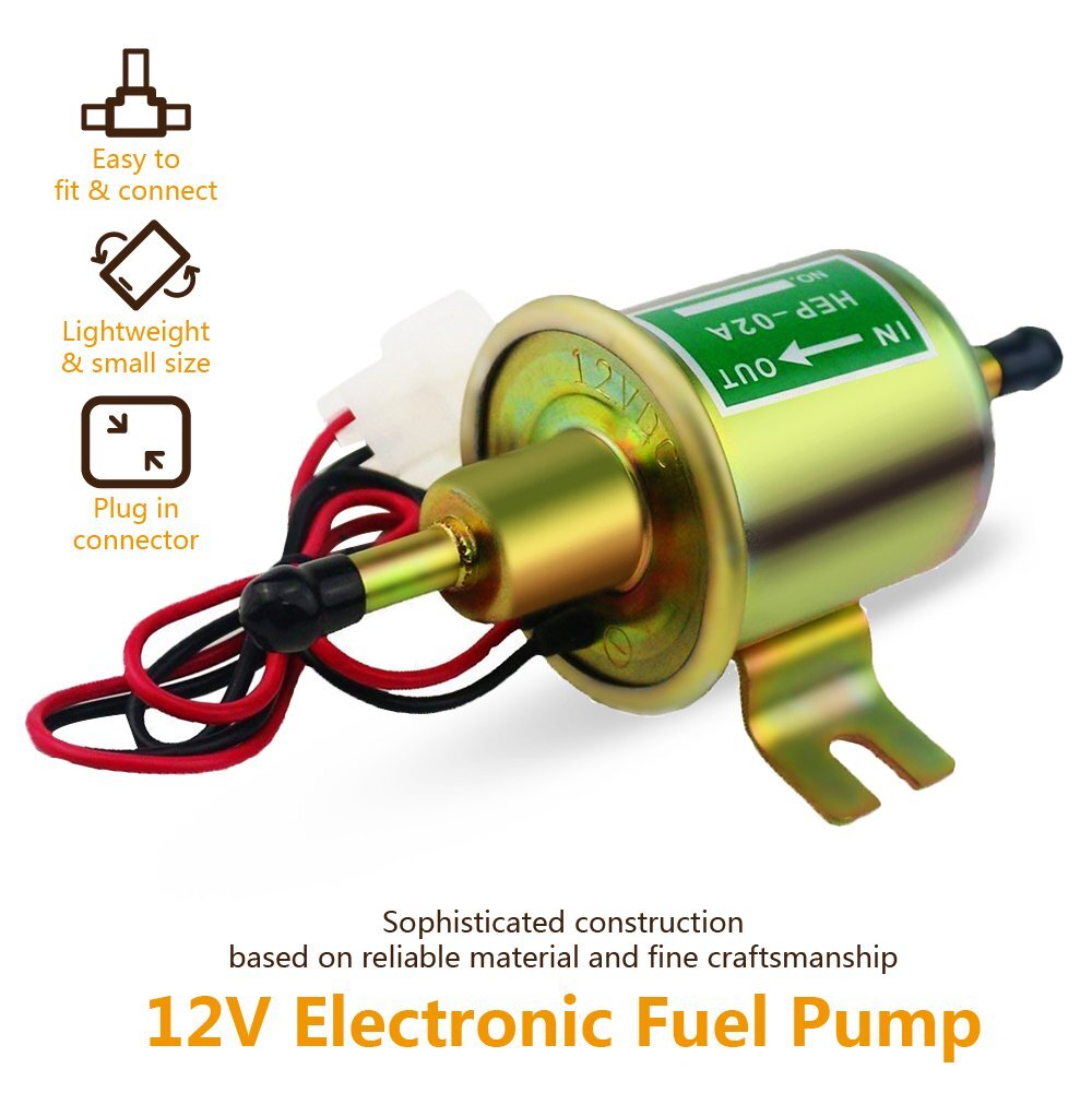 12V Universal Electric Fuel Pump Diesel Gas Inline 4-7PSI Low Pressure HEP-02A