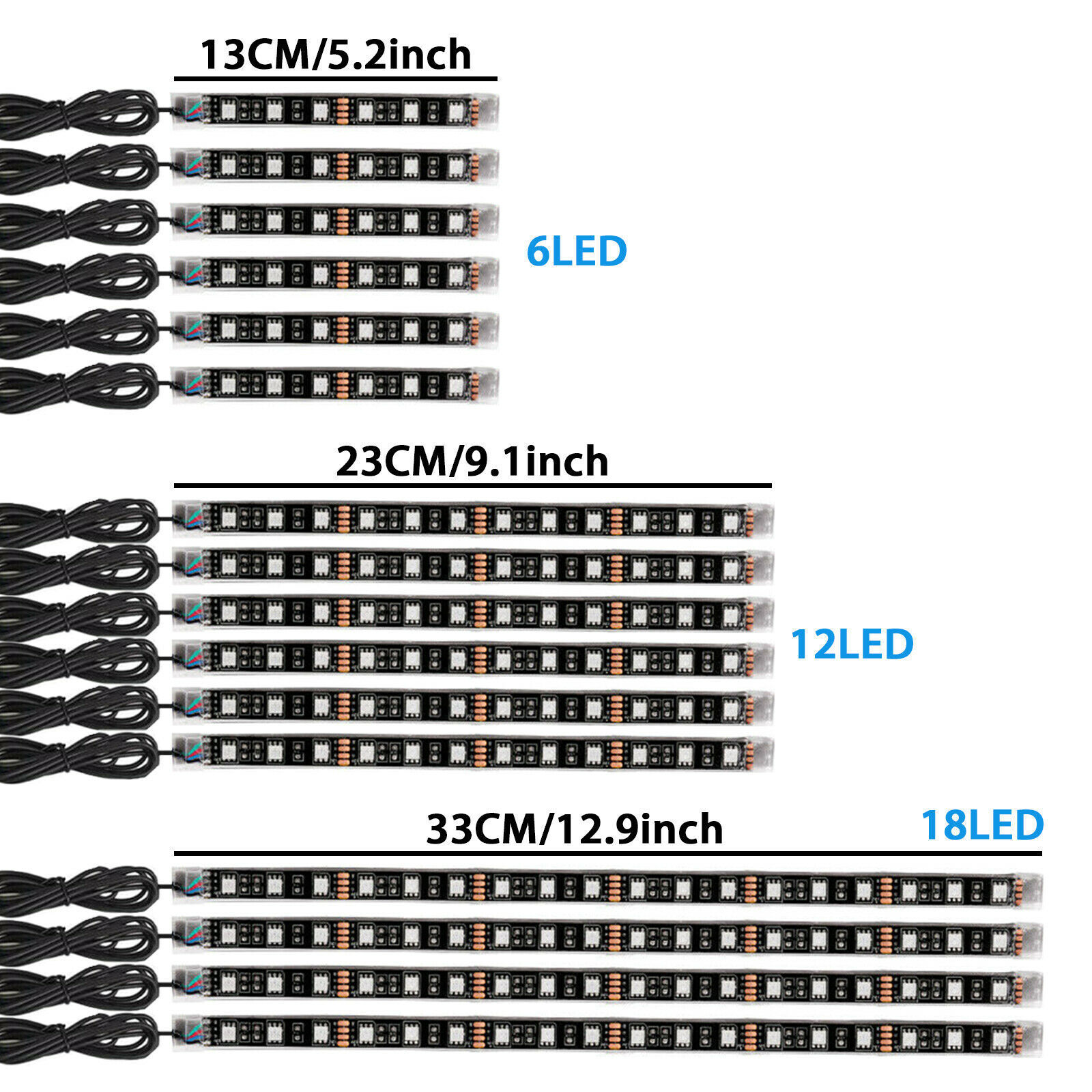 32 PCS Motorcycle RGB LED Strip Light Under Glow Neon Kit Bluetooth APP Control