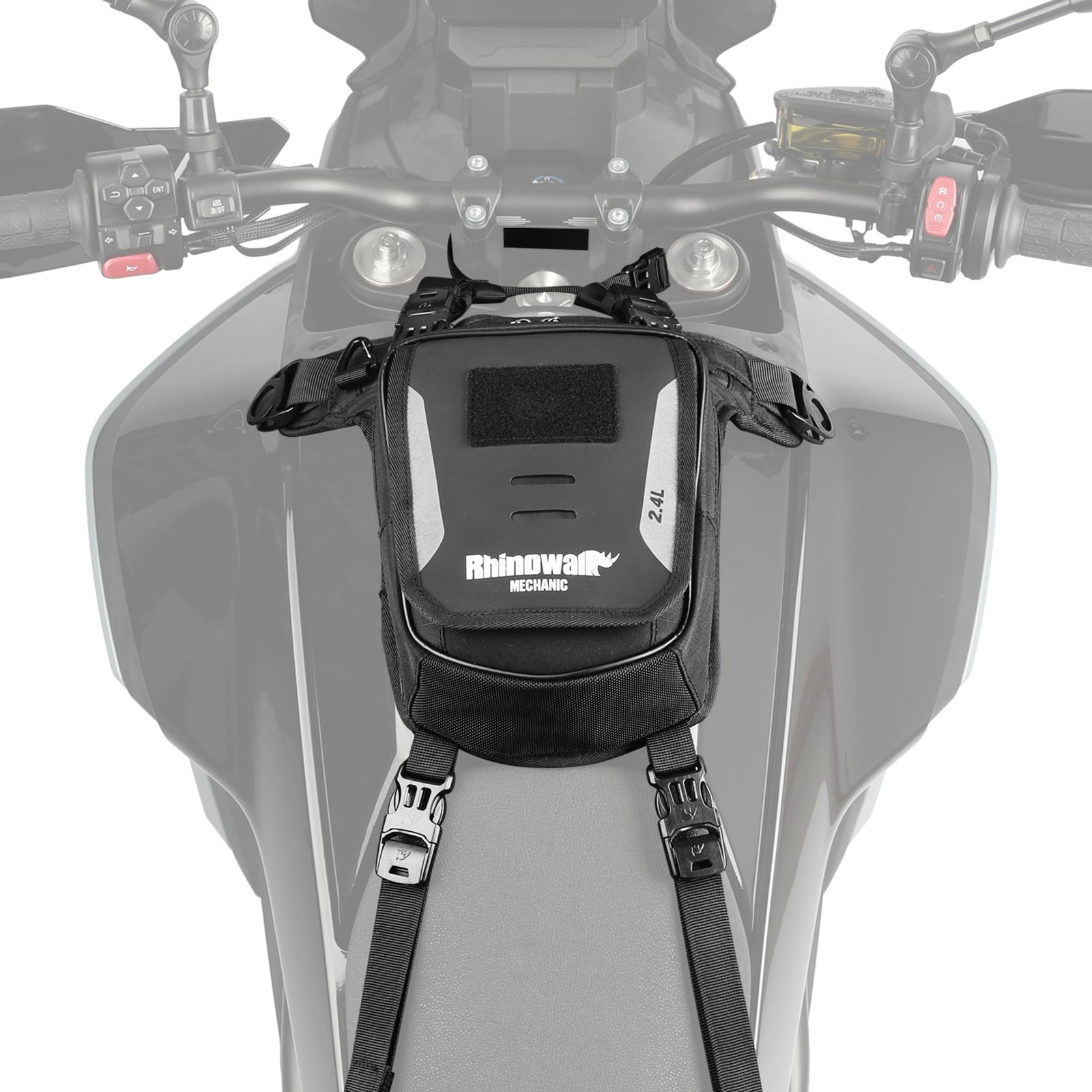 Rhinowalk Motorcycle Tank Bag 2.4L, Strap-On Leg Waist 2.4 liters, Black