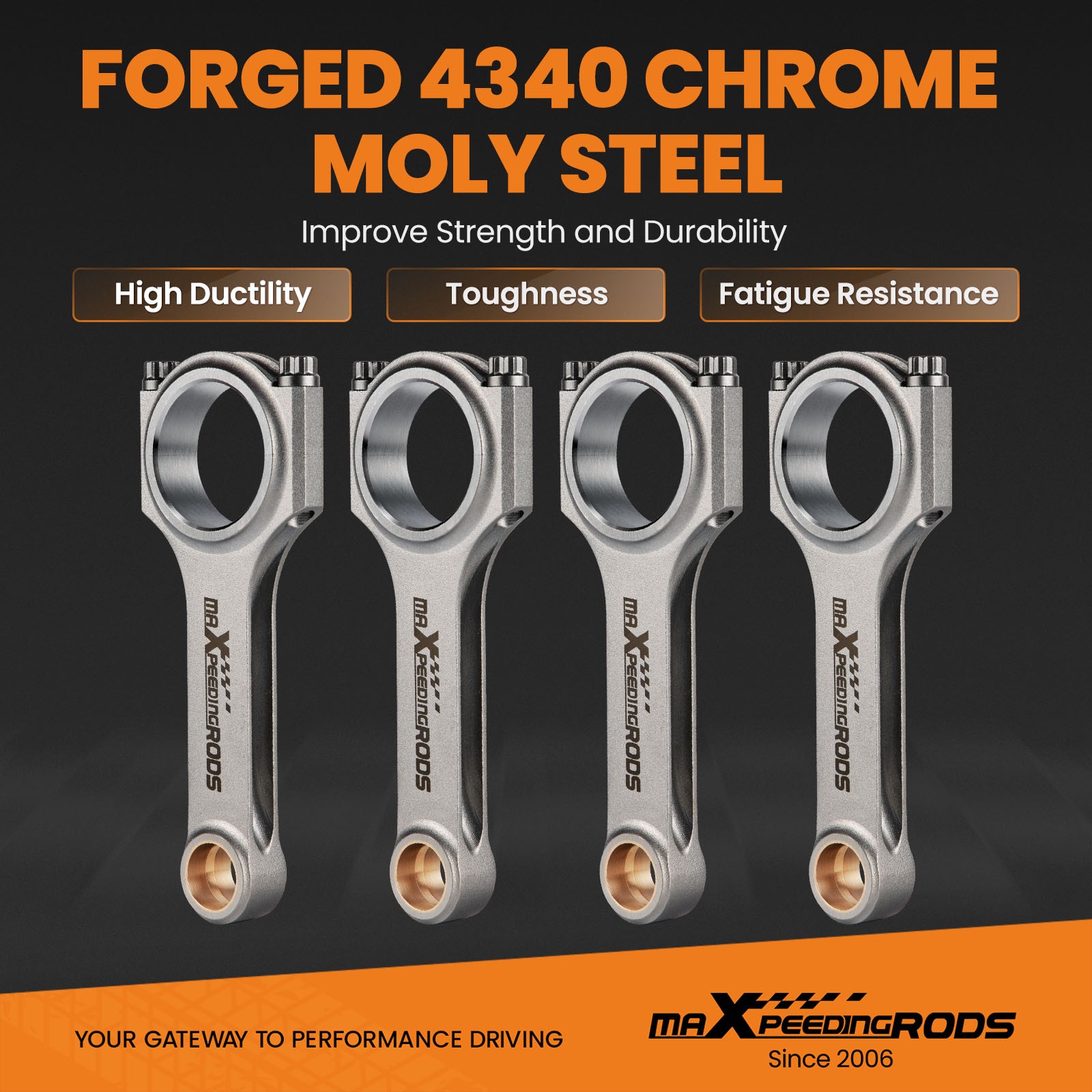 4340 Forged H-Beam Connecting Rods+ARP2000 Bolts for Honda CBR1000RR 2008-2015