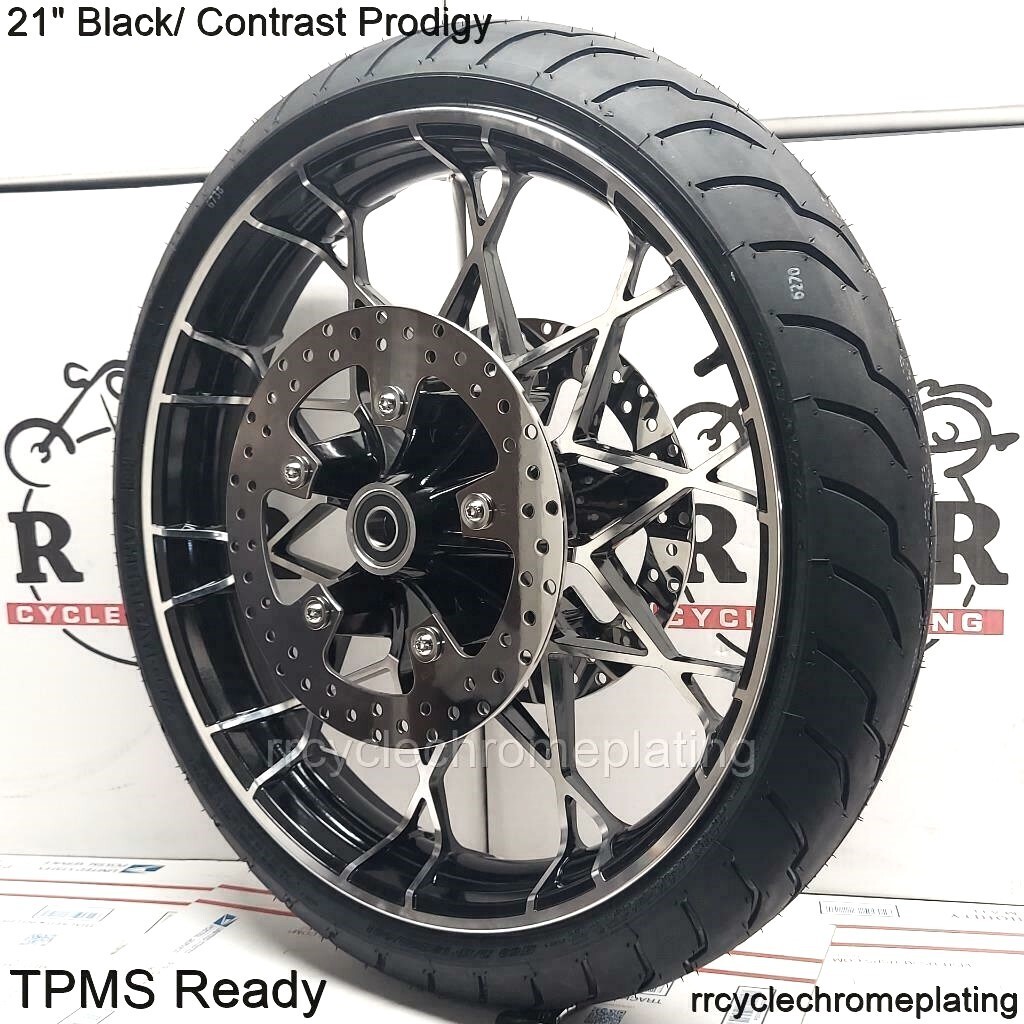 Harley 21″ Black /Cut Prodigy Front Wheel Tire Rotor 08-23 Street Glide Special