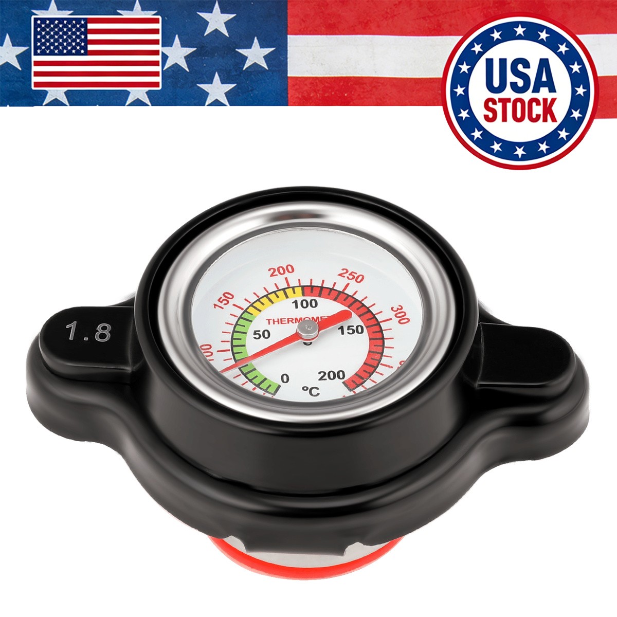 1.8 Bar High Pressure Radiator Cap W/Temperature Gauge ATV NEW USA 1x US