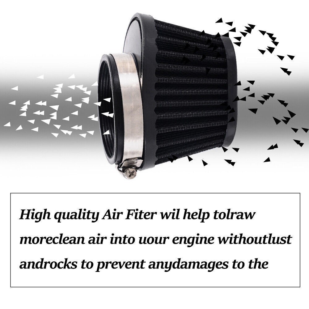 2PCS Universal Black 2.36in Motorcycle Air Intake Filter Cleaner Pod Replacement