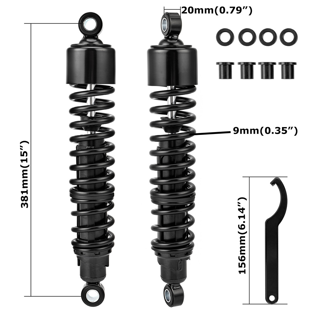 380mm 15″ Rear Shocks Absorbers For Harley Touring Softail Sportster Iron Fatboy