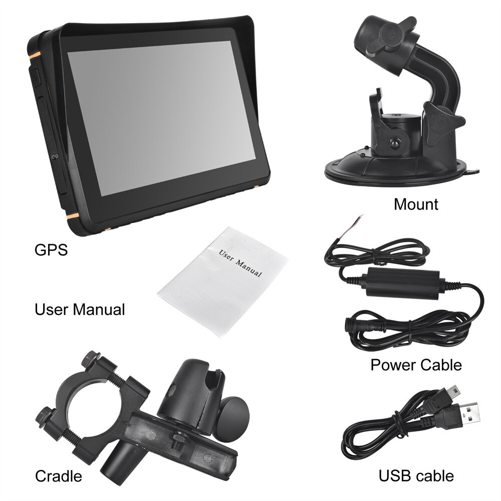 7″ Motorcycle GPS Navi For CarPlay Android Auto Touch Bluetooth Waterproof
