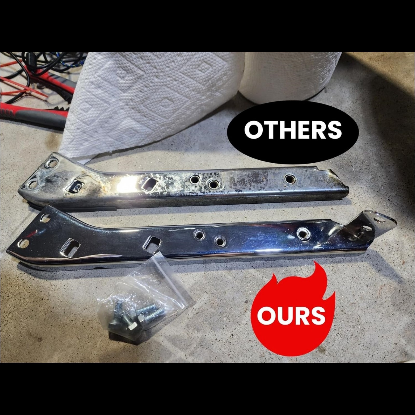 Chrome Saddlebag Rail Support Bracket Left & Right Side Fit for Harley Touring