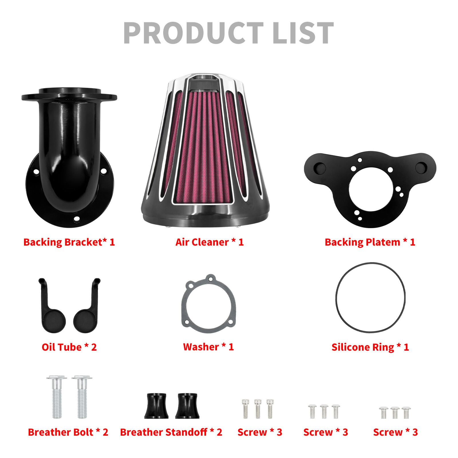 Black Cone Air Filter Gray Intake For Harley 04-2022 Sportster XL Iron 883 1200
