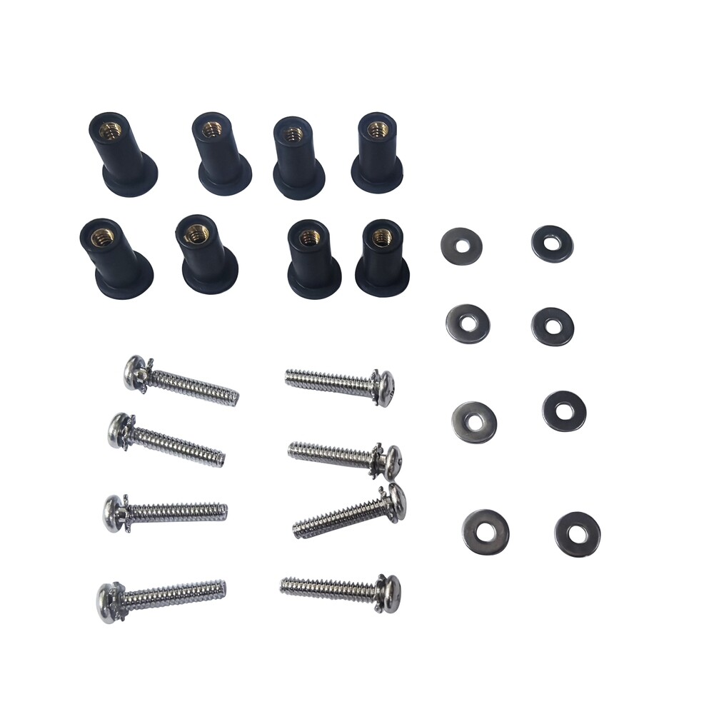 For Harley 8PCS Headlight Bucket Nacelle Stainless Steel & Rubber Well Nut Kit