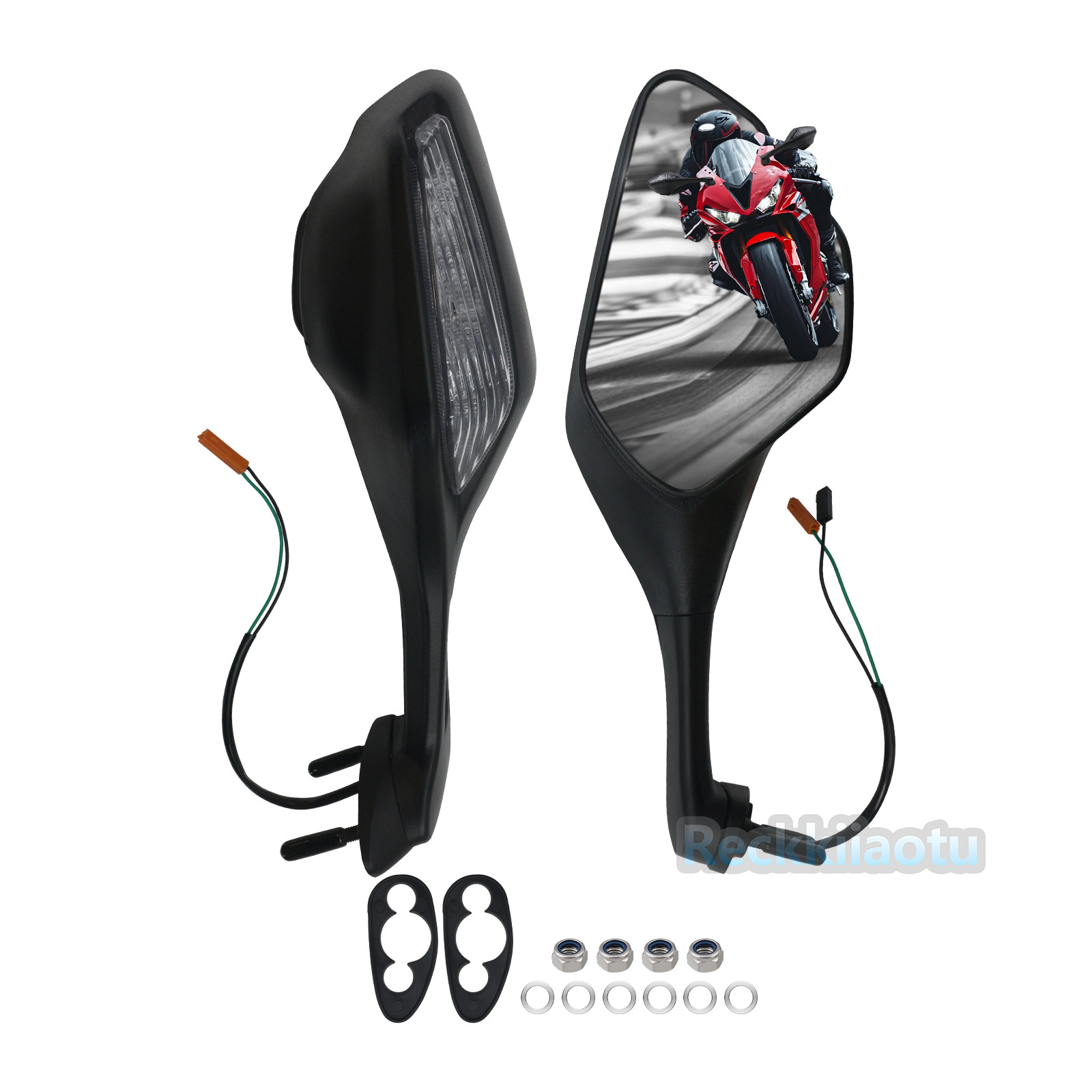1 Pair of RearView Mirrors LED Turn Signals Fit For Honda CBR1000RR 2017-2024 US