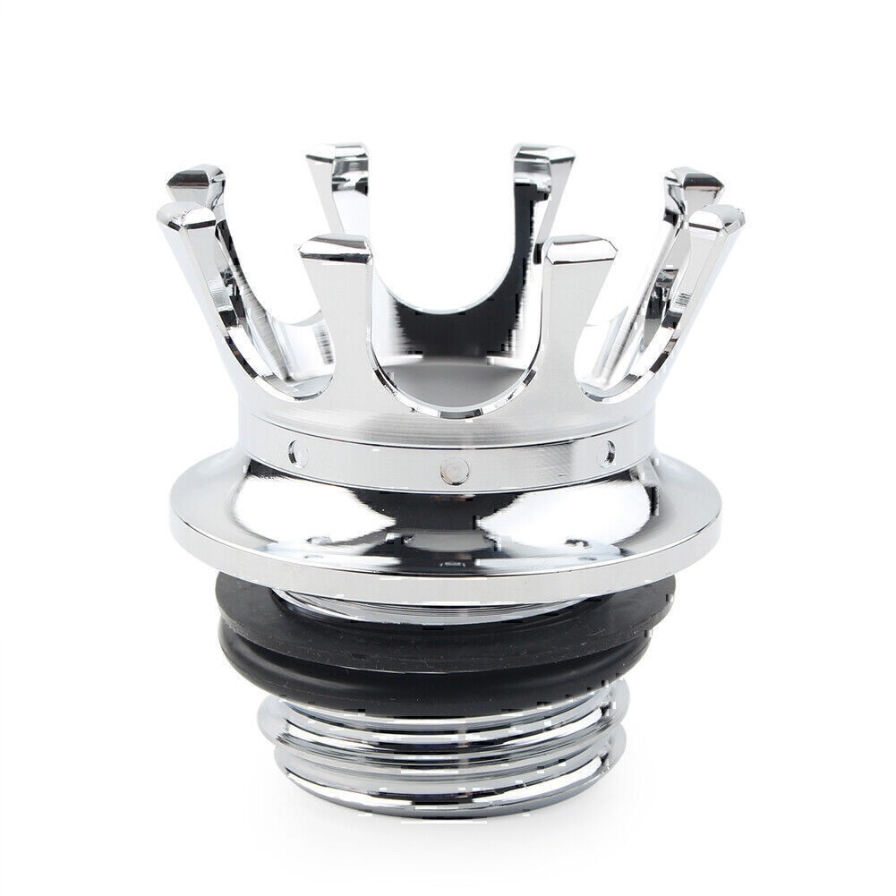 Chrome Fuel Gas Cap King Crown Right Thread For Harley Sportster Touring Dyna