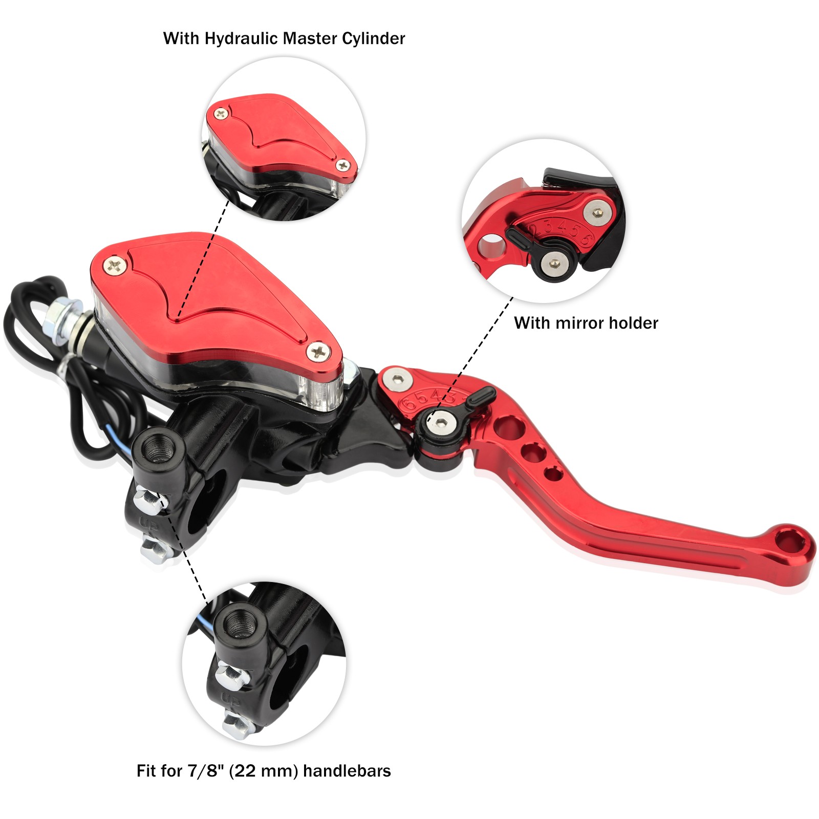 2pcs CNC 7/8″ Motorcycle Hydraulic Brake Clutch Lever Master Cylinder Reservoir