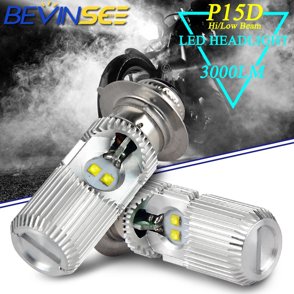 2x P15D LED Headlight Bulbs For Yamaha Big Bear Blaster Breeze Bruin Cold White