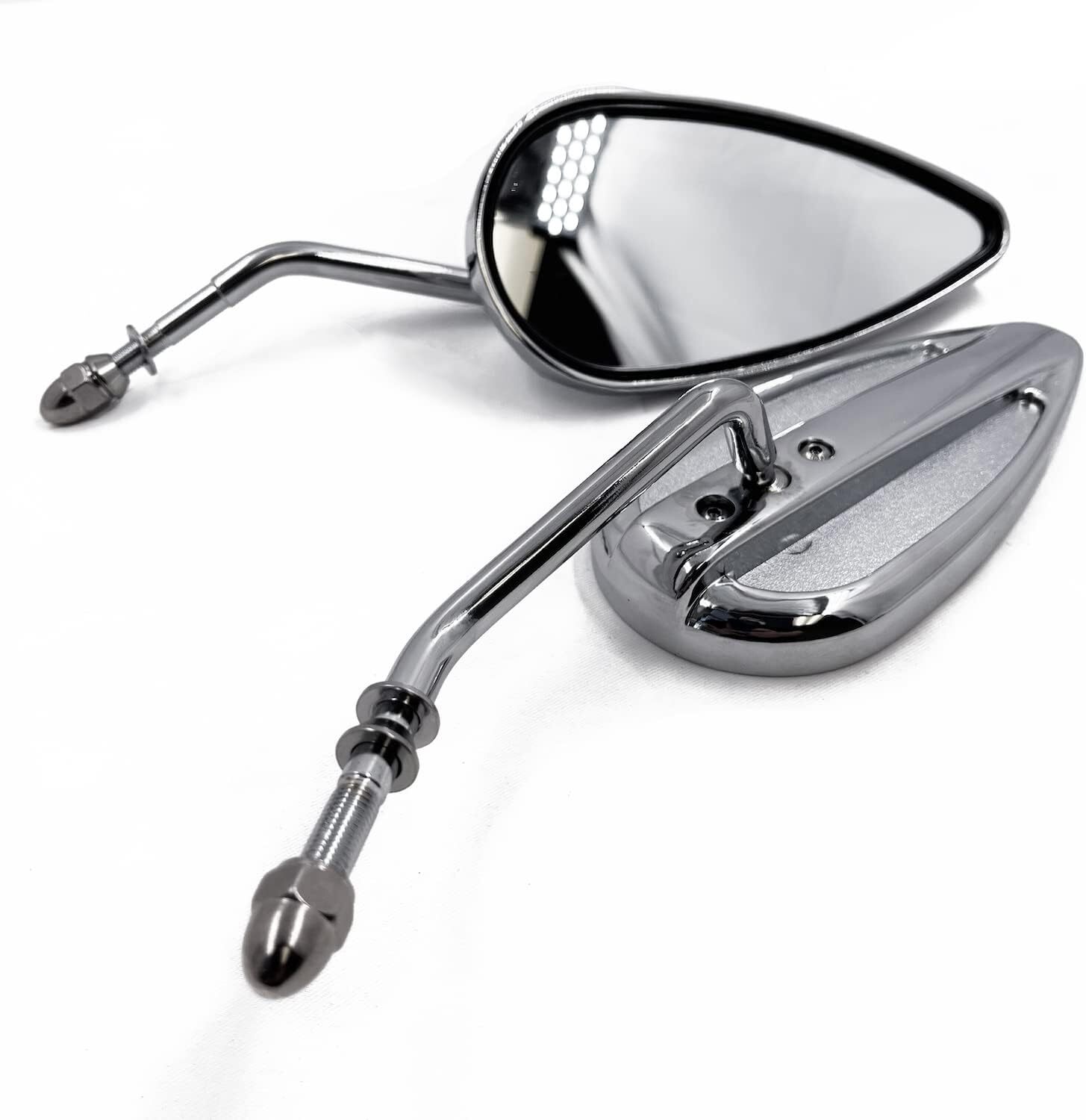 Chrome Teardrop Mirror with Harley Logo For Sportster Low Glide FXRS FXRT Softai