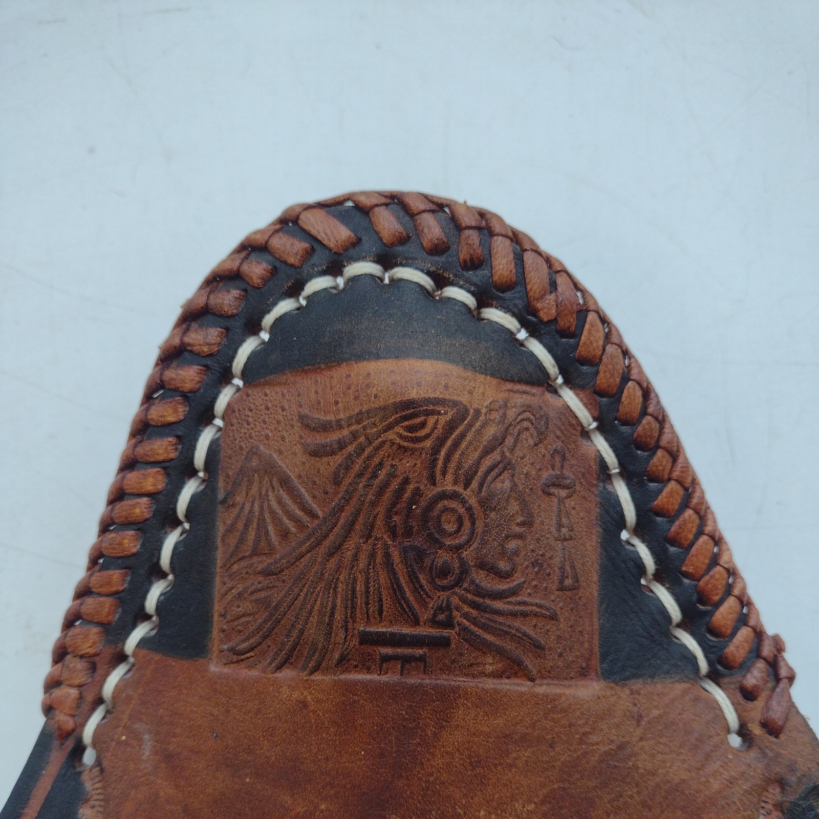 Vintage Authentic Handmade Leather Motorcycle Seat Cover Measuring 14 Inches