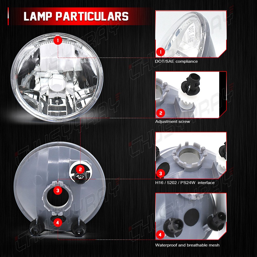 FIT 07-14 Chevrolet Tahoe Front 4″ Inch Round Fog Lights 6000K w/Bulbs H16 2x