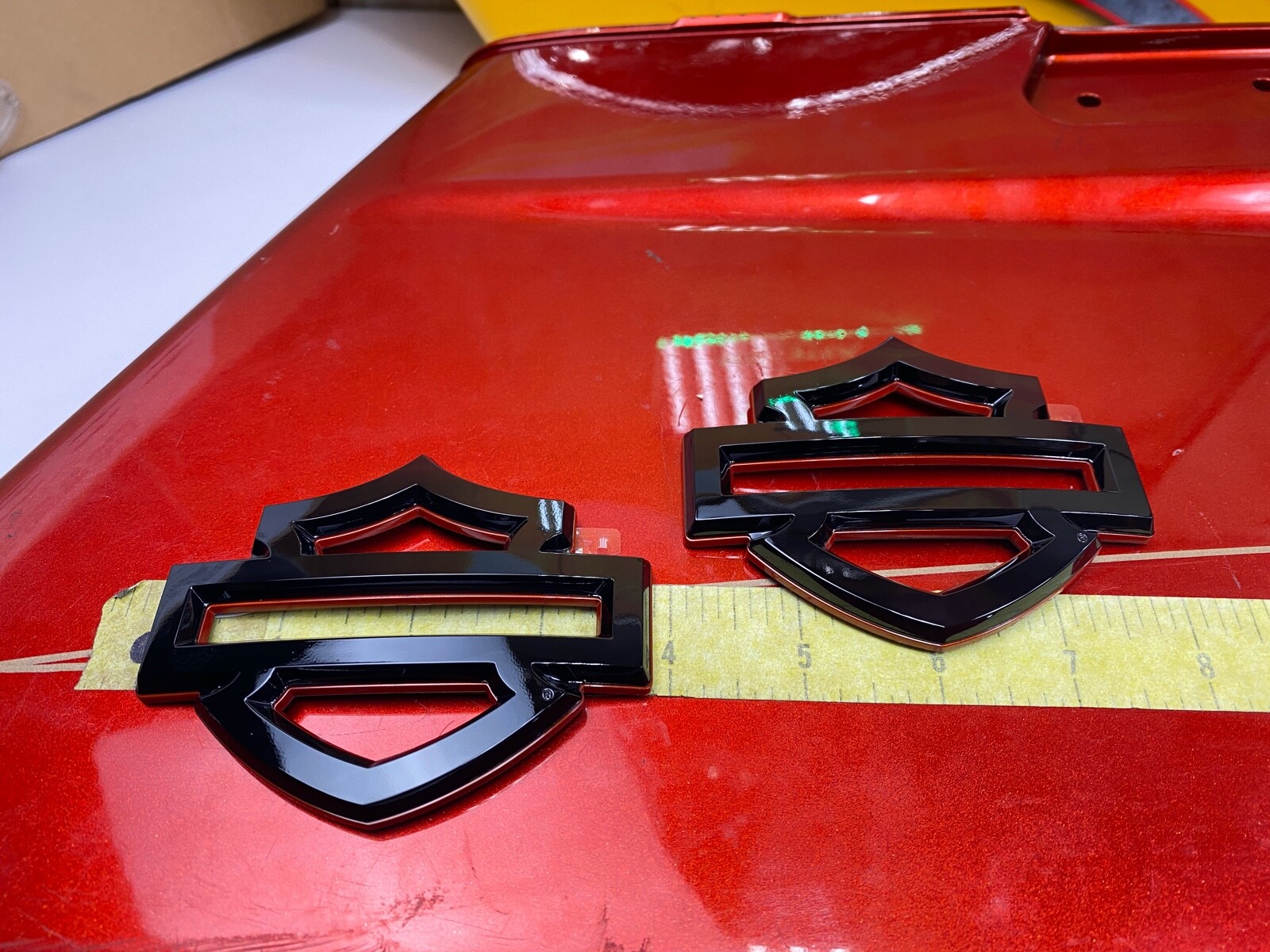 Original Harley CVO Touring Fuel Gas Tank Emblems Gloss Black & Orange OEM🔥