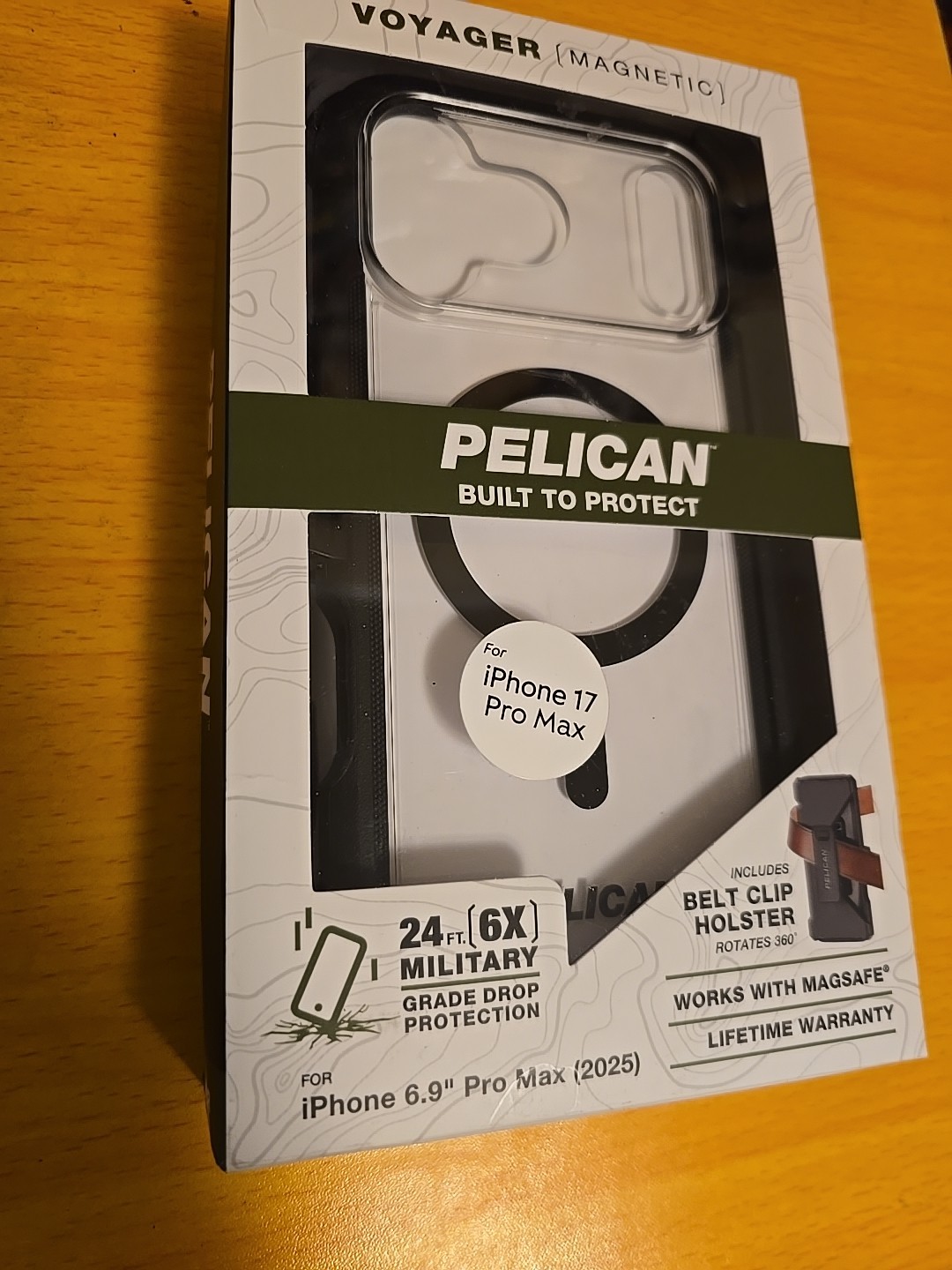 Pelican Voyager Clear with Belt Clip for Iphone 17 Pro Max 6.9″ w/ MagSafe