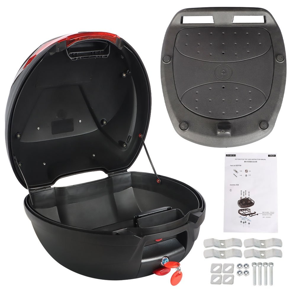 32L Universal Motorcycle Trunk Scooter Tail Box Luggage Top Lock Storage Case US