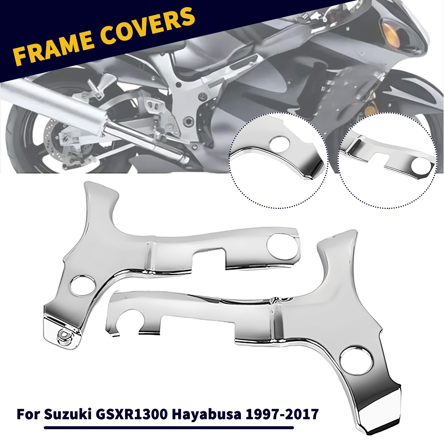 Chrome Frame Covers For Suzuki GSXR1300 Hayabusa 1997-2017 Left Right GSXR1300