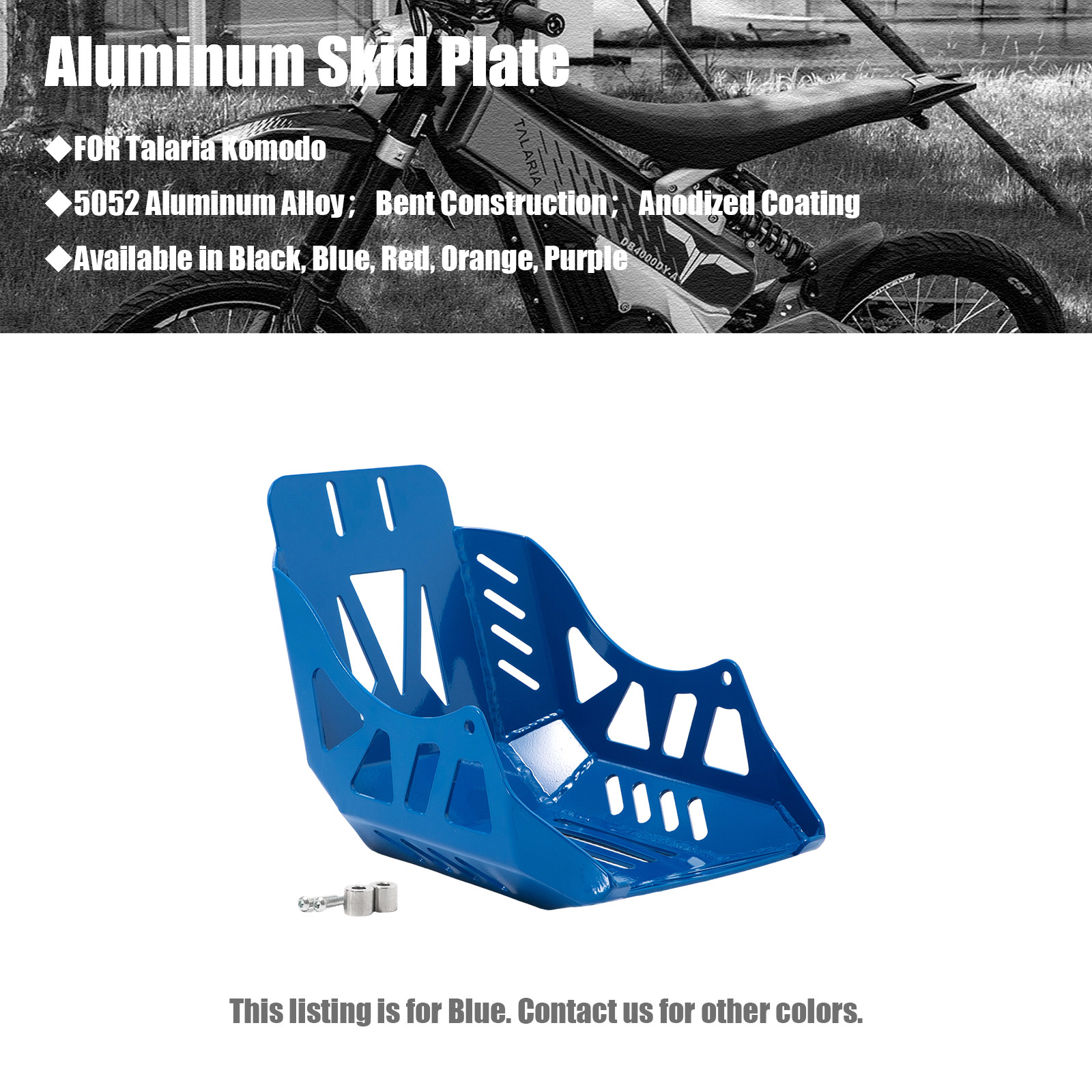 Skid Plate Engine Guard For Talaria Komodo 5052 aluminum sheet L1e MX L3e Blue