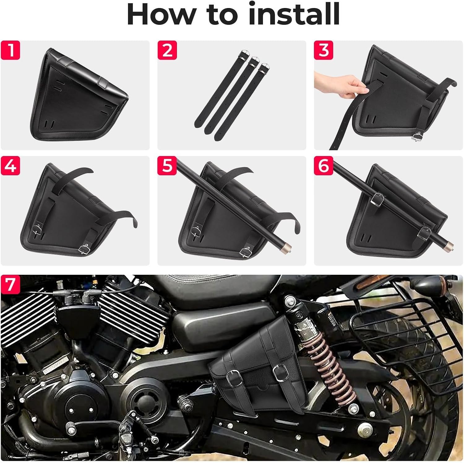Secure 4L Sportster/Rebel Swingarm Bag: Faux Leather, Adjustable Strap Mount