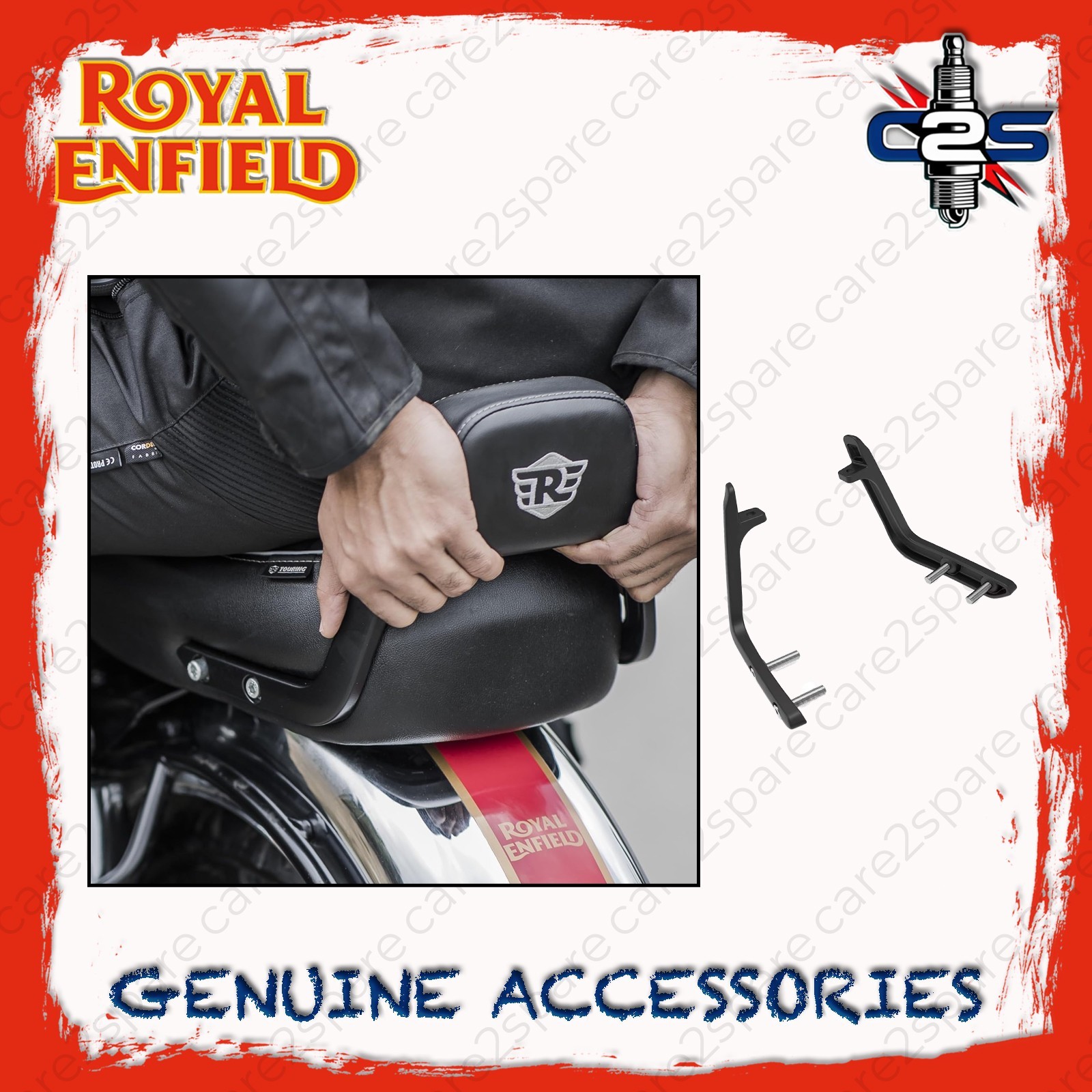 Brown Passenger Backrest Pad with Mounts for Royal Enfield Classic Reborn 350