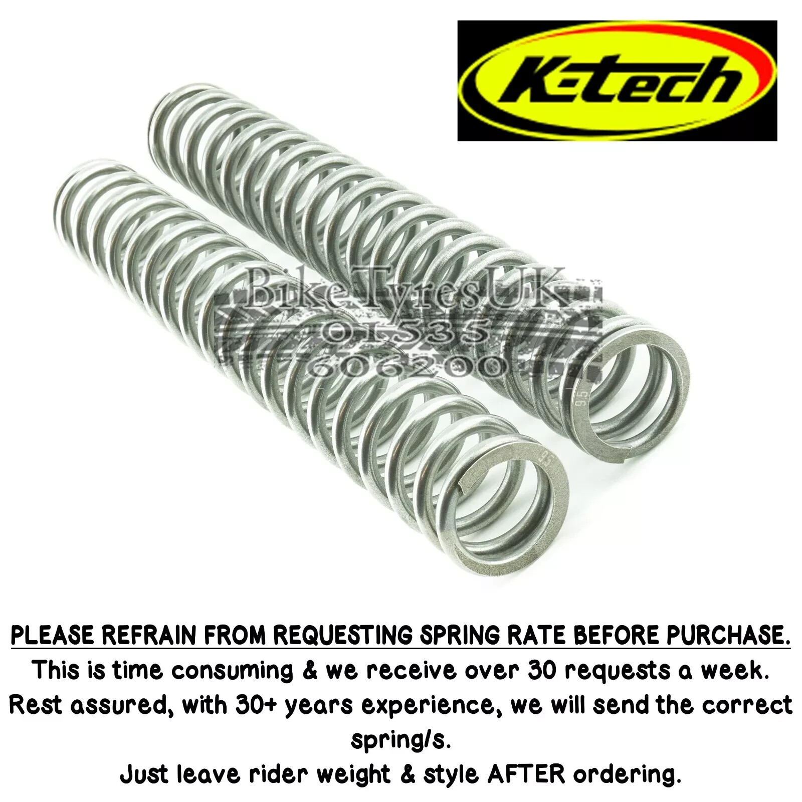 Kawasaki KX250F KXF250 2006-2010 K-Tech Fork Springs 42.5x495mm (VARIOUS RATES)