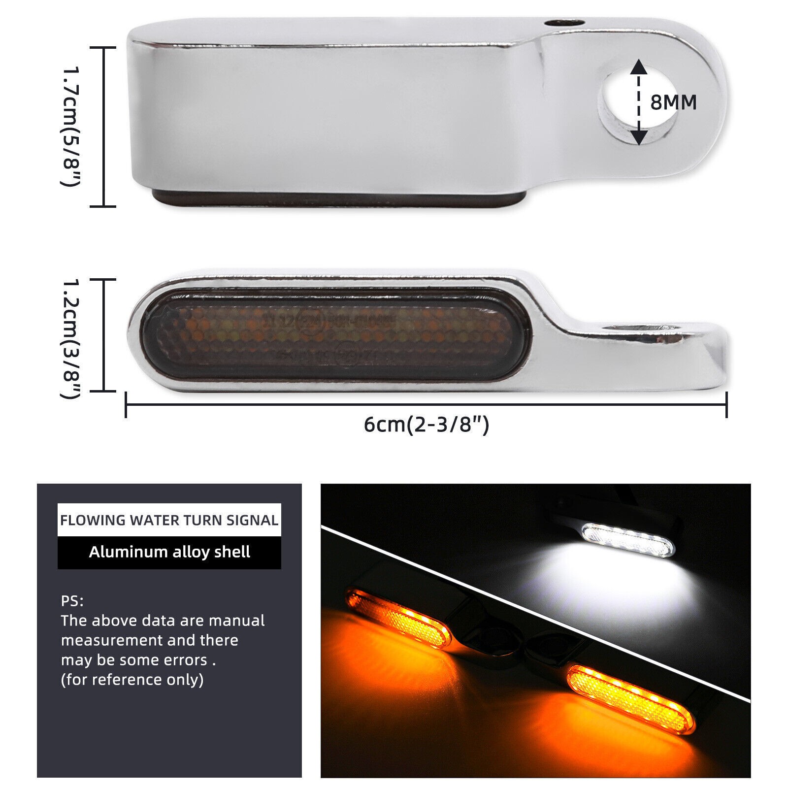 For Harley Chopper Motorcycle LED Turn Signals Amber Blinker White Running Light