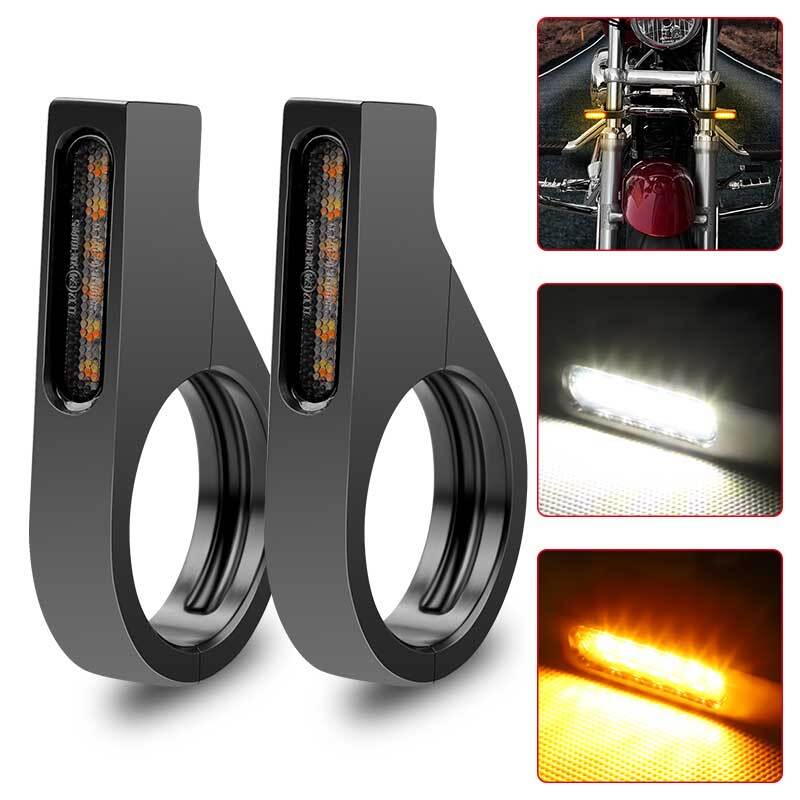 2x LED Motorcycle Turn Signal Blinkers Light 12V For 39-41mm Fork Mount Clamp