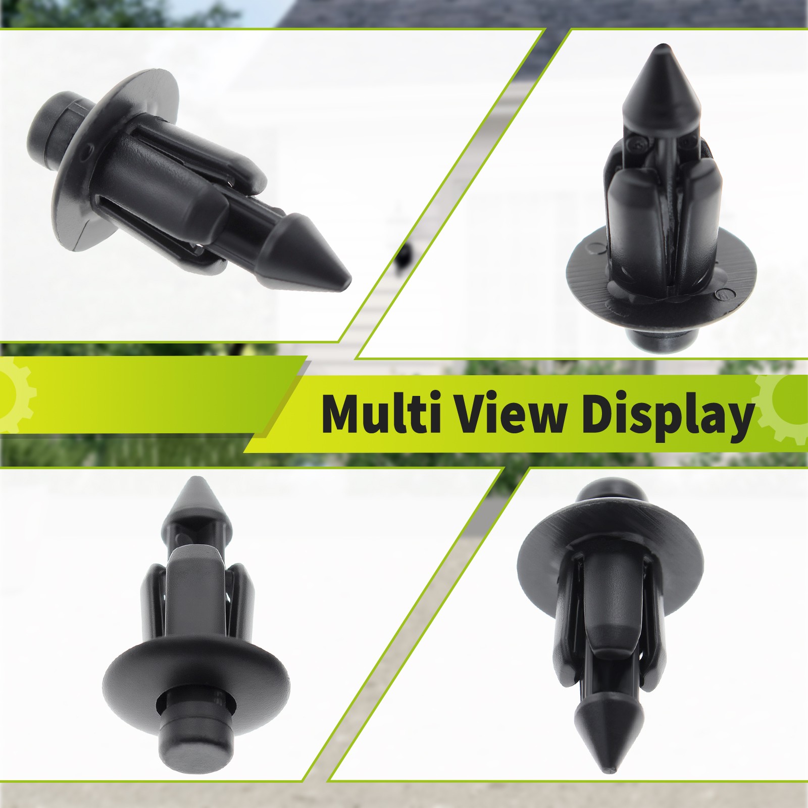 100 Pcs 6mm Hole Dia Black Plastic Push In Type Rivets Fastener Pin Clips ATV