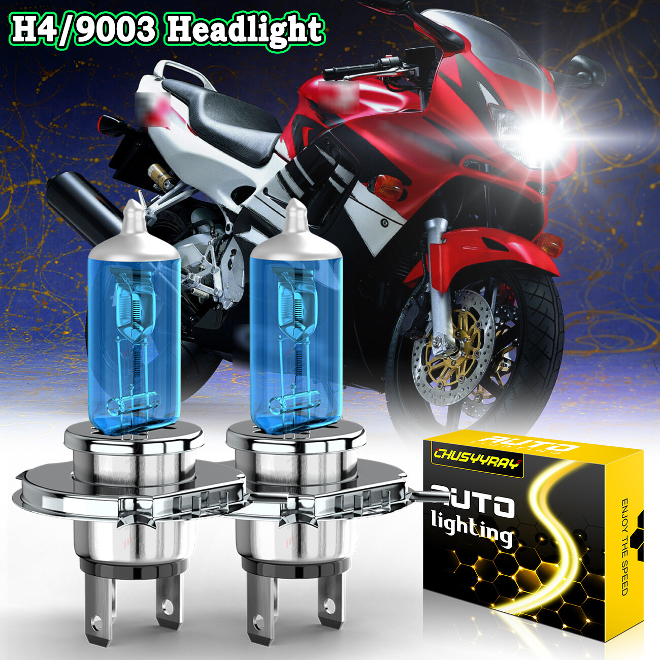 H4 High Power 5000K Halogen Headlight Bulbs Lights for Honda CBR600F2 1991-1994