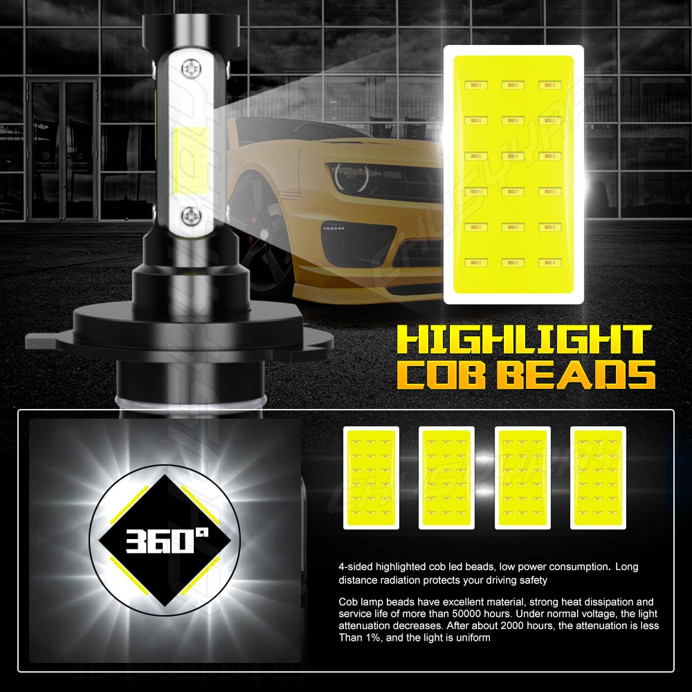 High Power LED Headlight H4 Bulbs Lights for Yamaha Road Star 1999 2000-2014