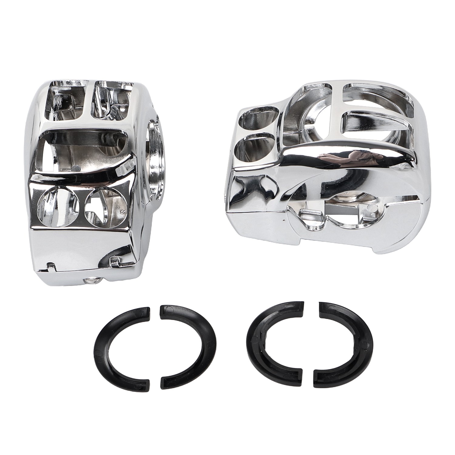 Chrome ABS Handlebar Control Switch Housing Cap Button Kit For Harley Road King