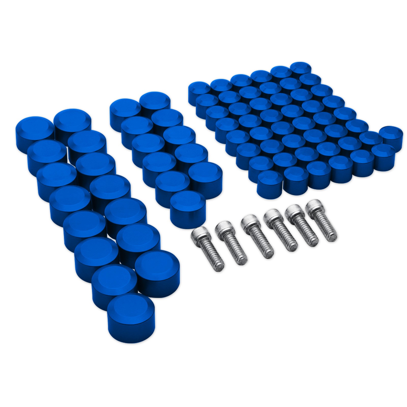 74PCS Blue Engine Bolt Caps Cover For Harley Touring Road Street Glide 2007-2016
