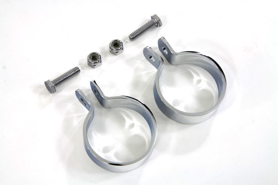 Harley Muffler End Clamp Set 2 Chrome 1-7/8″ Inlet W/ Hardware V-Twin 31-2103 Q3