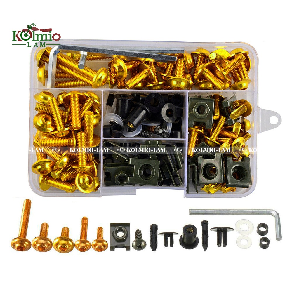Universal CNC Alloy Motorcycle Fairing Complete Bolts Kit Screws Gold 223PCS