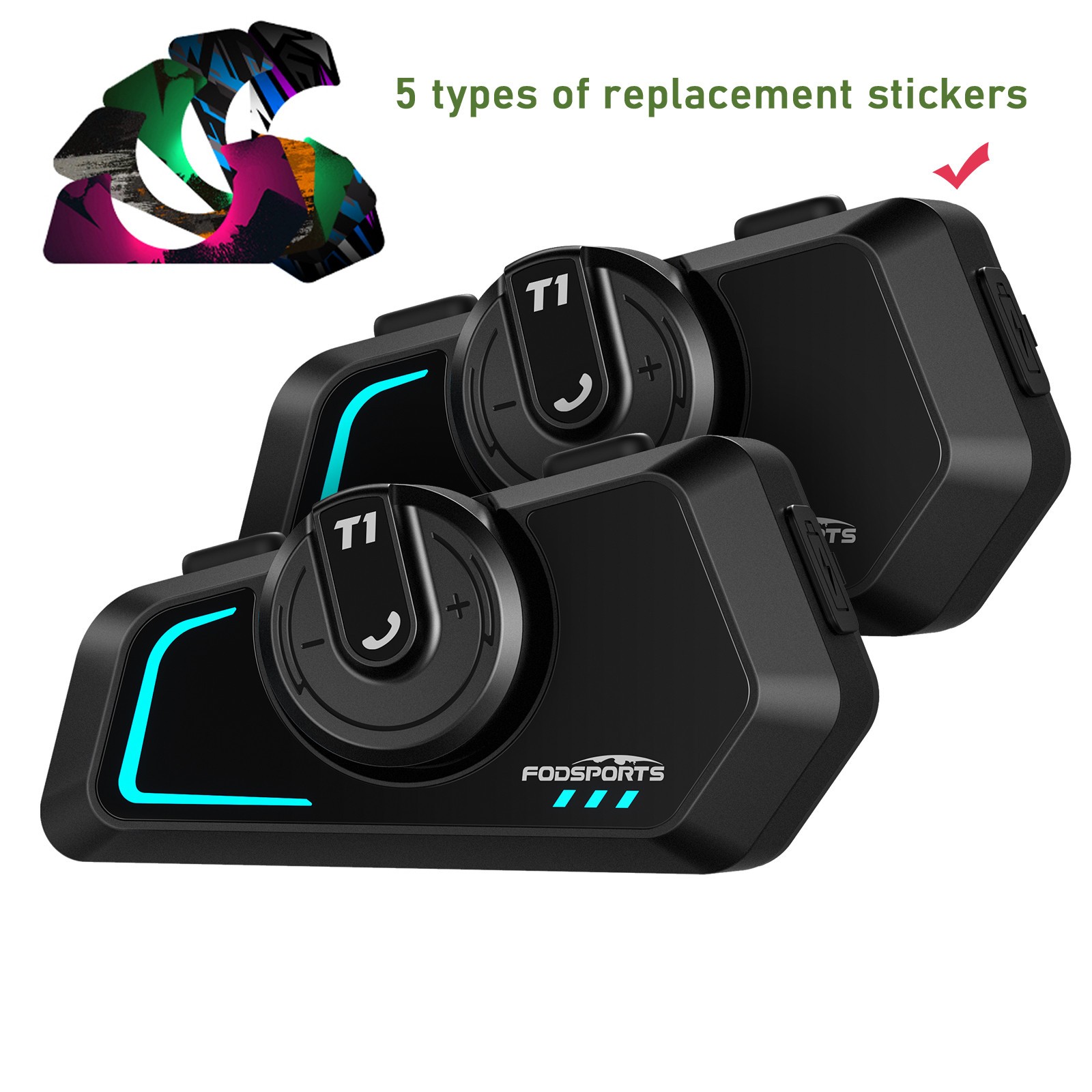 2XFodsports T1 motorcycle intercom helmet bluetooth headset FM music share 2 Way
