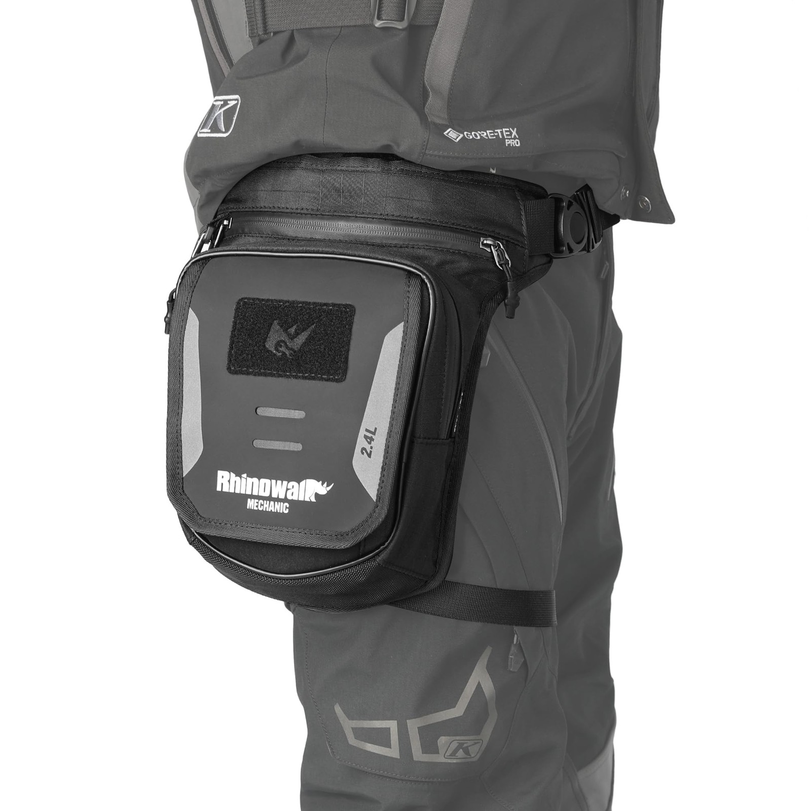 Rhinowalk Motorcycle Tank Bag 2.4L, Strap-On Leg Waist 2.4 liters, Black