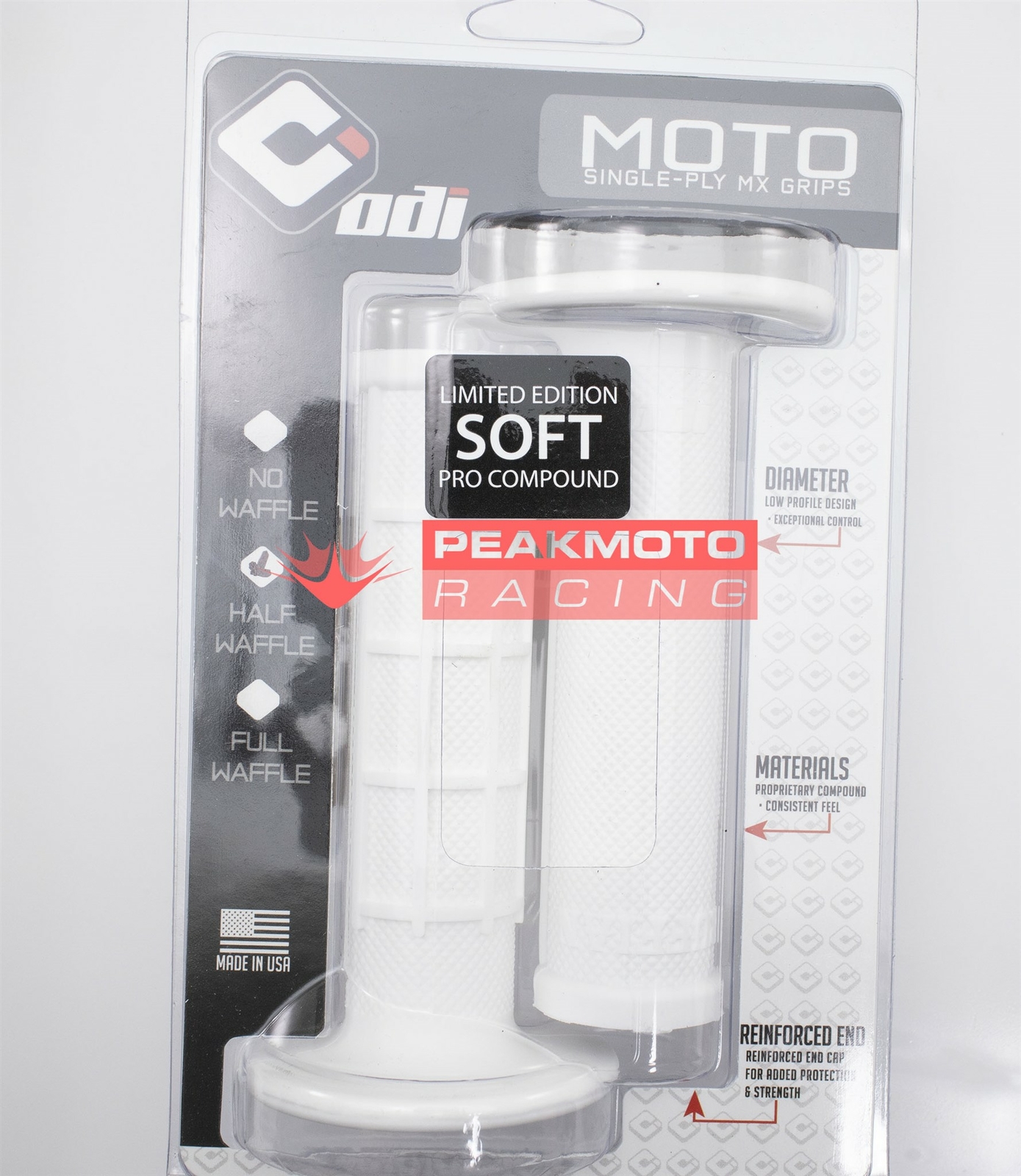 ODI H01RFSW Pro Edition White Half-Waffle Grips Moto Single Ply Soft Made In USA