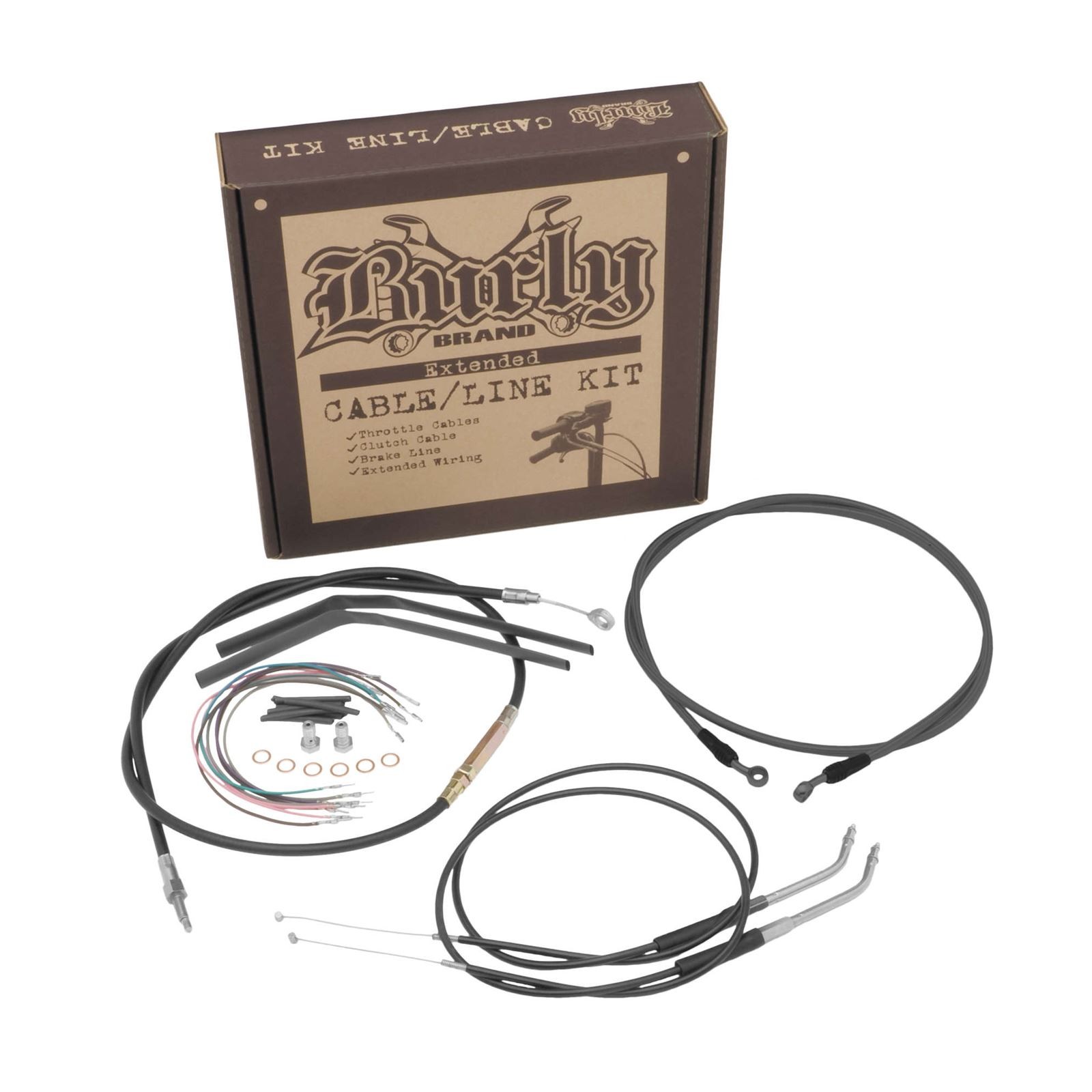 Burly Brand Complete Black Vinyl Handlebar Cable/Brake Line Kit For 12″ B30-1033