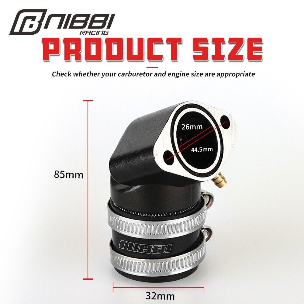 NIBBI Flange Intake Manifold Boot Joint Adapter 28-32mm Carb GY6 Dirt Pit Bike