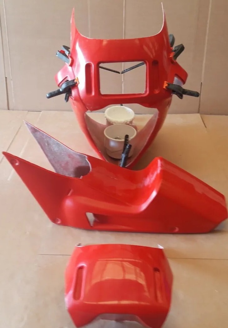 Ducati 851 Full Fairing Panel Set Fiberglass in Red + Race and Road nosecones