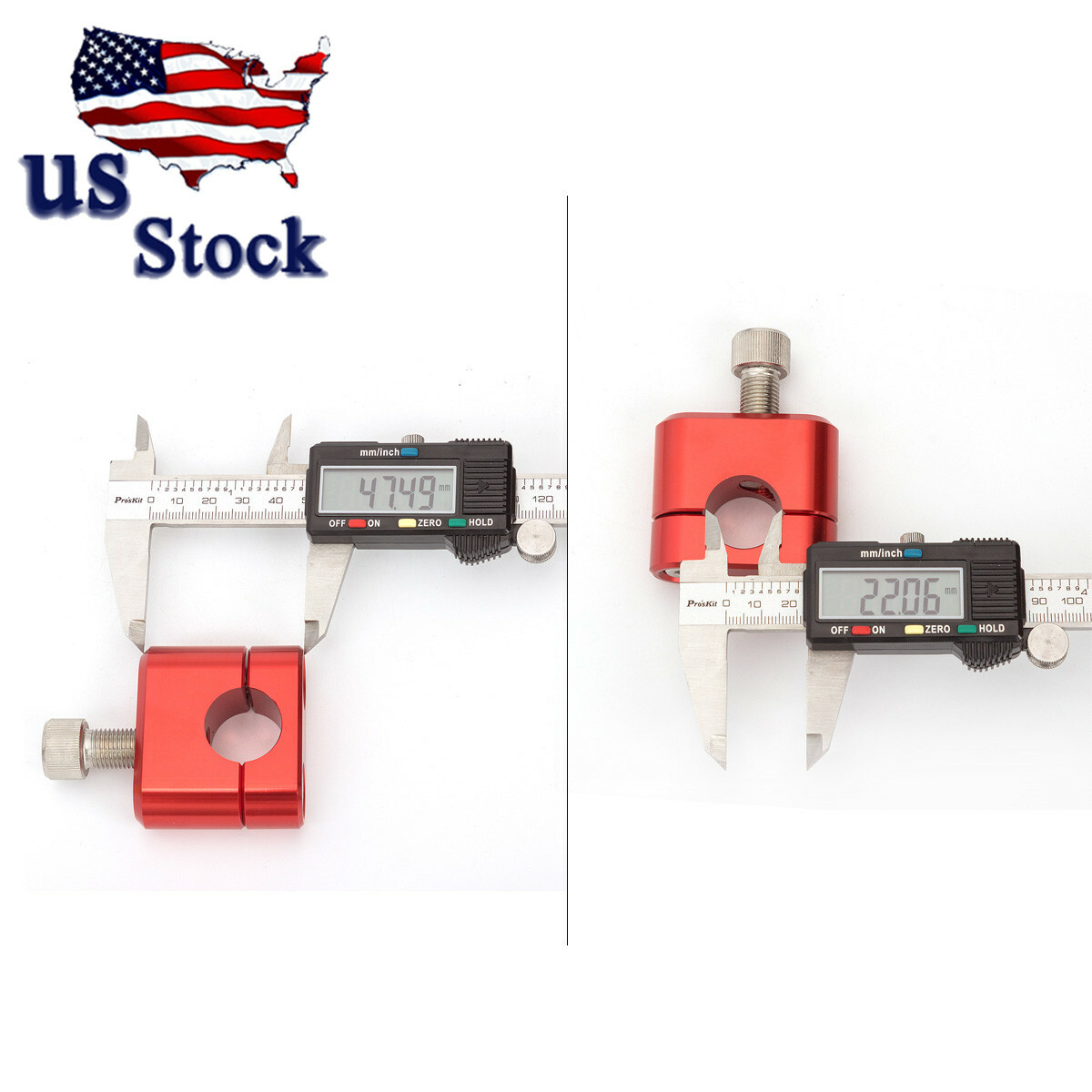 For Dirt Bike ATV HandleBar Fat Bar Mount Clamps Riser Adapter 7/8” 22mm Red