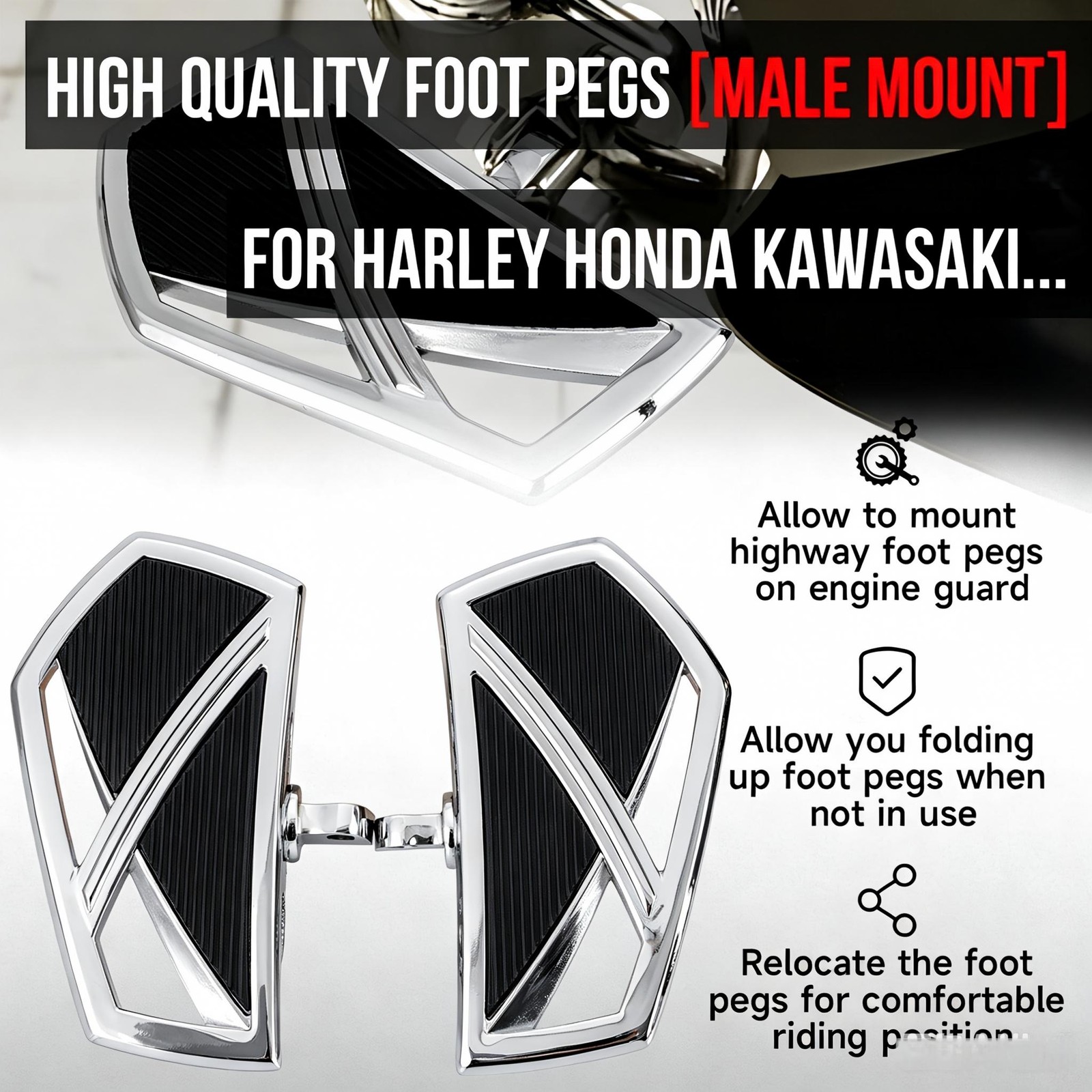 Motorcycle Front Highway Foot Pegs Pedal Rests Boards Floorboards For Honda
