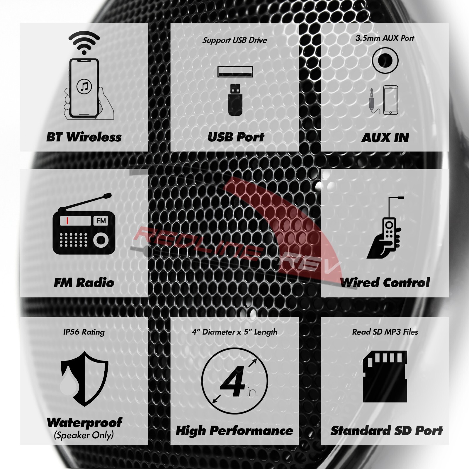 Refurbished 1000W Waterproof Bluetooth Motorcycle Audio Stereo 4 Speakers System