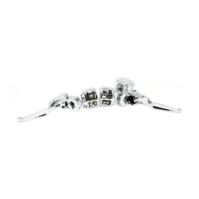 Chrome Control Kit For Harley Davidson XL 14-19 (Single Disc)