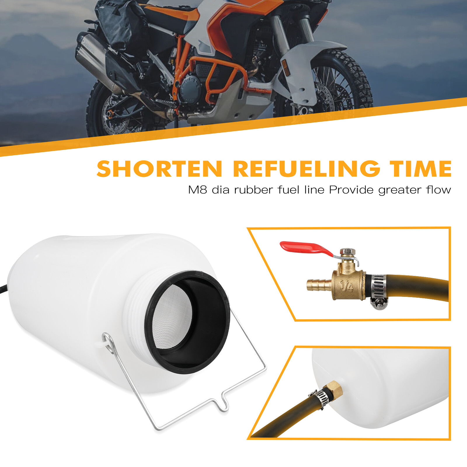 Universal Motorcycle 4L Auxiliary Fuel Tank Gas Container Tuning Bottle Tool