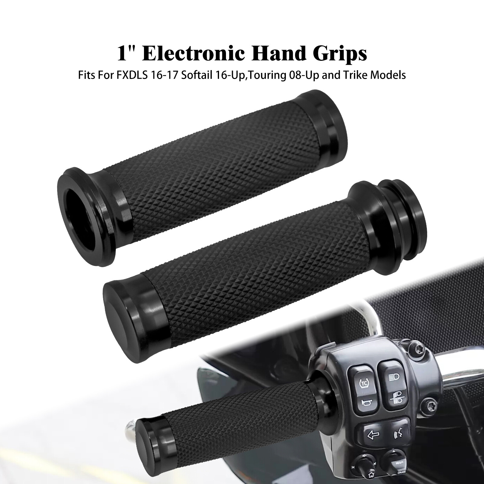 1″ CNC Hand Grips Electronic Throttle Fit For Touring 08-up Softail 2016-up Dyna
