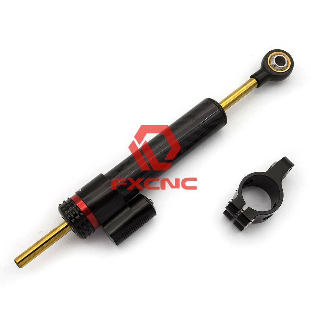 1PCS Motorcycle Carbon Black Steering Damper Stabilizer Linear Control Universal