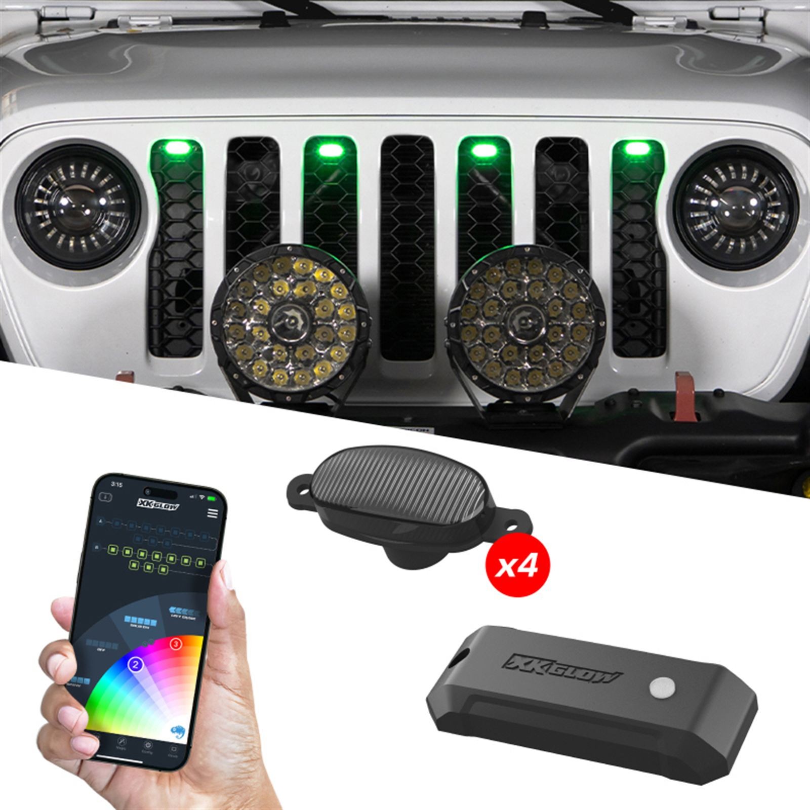 XKGlow XK Glow XKmax Pre-Runner Style RGBW LED Grill Pods – 4pc MX-GPOD-4